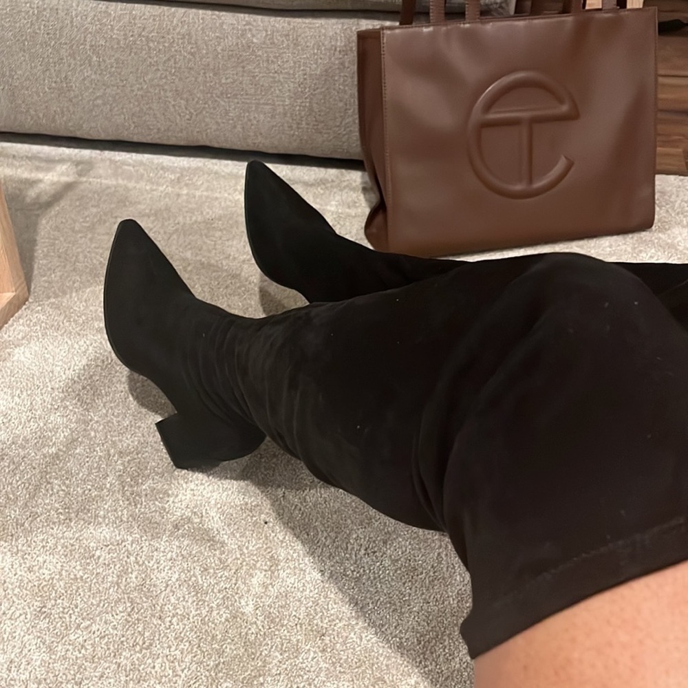 Wild Diva- Black thigh high stretchy boot (never worn)